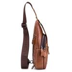 Hebetag Brown Leather Sling Bag for Outdoor Adventures