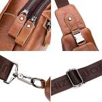 Hebetag Brown Leather Sling Bag for Outdoor Adventures