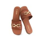 Rihero Women's Cognac Open Toe Sandals with Chain