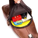 Hebetag Brown Leather Sling Bag for Outdoor Adventures