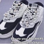 54PCS Junk Socks Charms Kit, Shoe Charms for Sneakers Girls,Silver Brooches and Pins for Women, Pearl and Rhinestone Sock Charm with Safety Pins, DIY Accessories for Decorating and Personalizing Socks