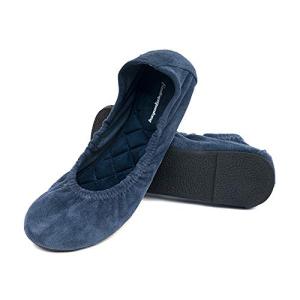 FUNKYMONKEY Women's Ballet Flats Soft Round Toe Comfortable Shoes (8 M US, Navy)