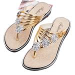 Womens 2025 Flat Sandals for Womens Summer Slippers Non Slip comfortable Beach Sandals (11,gold)