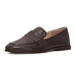 Frye Faith Loafer Women's Leather Slip-On Shoes - Classic Comfort & Style for Everyday Wear, Dark Brown - Goat Frenzy Leather - 9 M