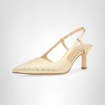 Michael Kors Women's Alora Mid Sling Pump, Pale Gold, 10