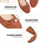 HEAWISH Womens Ballet Flats Shoes Black Poinet Toe Women's Flats Comfortable Suede Dressy Casual Shoes(Tan,US8)