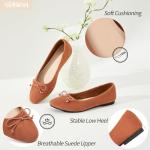 HEAWISH Womens Ballet Flats Shoes Black Poinet Toe Women's Flats Comfortable Suede Dressy Casual Shoes(Tan,US8)
