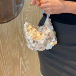 Mini Shell Beaded Clutch Purse for Women Luxury Handmade Top Handle Bag Beach Evening Handbag for Summer Vacation