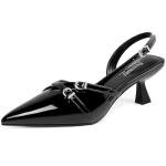 Susanny Black Kitten Heels for Women Pointed Closed Toe Pumps Comfort Sling Back High Heels Sexy Strappy Buckle Dress Wedding Bridal Party Low Heel Shoes Size 9
