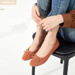 HEAWISH Womens Ballet Flats Shoes Black Poinet Toe Women's Flats Comfortable Suede Dressy Casual Shoes(Tan,US8)