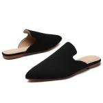 Tilocow Mules for Women Flats Pointed Toe Slip On Backless Loafers Flat Mule Business Casual Shoes Slides B Black