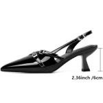 Susanny Black Kitten Heels for Women Pointed Closed Toe Pumps Comfort Sling Back High Heels Sexy Strappy Buckle Dress Wedding Bridal Party Low Heel Shoes Size 9