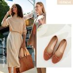 HEAWISH Womens Ballet Flats Shoes Black Poinet Toe Women's Flats Comfortable Suede Dressy Casual Shoes(Tan,US8)