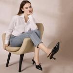 Susanny Black Kitten Heels for Women Pointed Closed Toe Pumps Comfort Sling Back High Heels Sexy Strappy Buckle Dress Wedding Bridal Party Low Heel Shoes Size 9