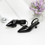 Susanny Black Kitten Heels for Women Pointed Closed Toe Pumps Comfort Sling Back High Heels Sexy Strappy Buckle Dress Wedding Bridal Party Low Heel Shoes Size 9