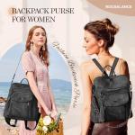 ROOSALANCE Backpack Purse for Women Pu Leather Backpack Fashion Ladies Shoulder Bag Handbags for Travel Daily Use, Black