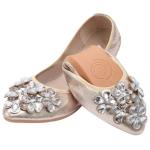 KUNWFNIX Women Ballet Flats Rhinestone Wedding Ballerina Shoes Foldable Sparkly Comfort Slip on Flat Shoes