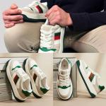 Fashion Sneakers for Men Women, Cowhide Premium Leather Luxury Designer Shoes, Breathable and Comfort Tennis Walking Shoes for Casual Dress Green