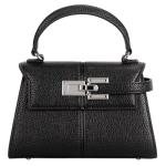Women's Mini Top-handle Purse - Cute Vegan Leather Vintage Top Handle Bag with Adjustable Strap, Small Fashion Commuter Crossbody Handbag BLACK, Small