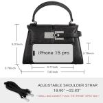 Women's Mini Top-handle Purse - Cute Vegan Leather Vintage Top Handle Bag with Adjustable Strap, Small Fashion Commuter Crossbody Handbag BLACK, Small