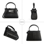 Women's Mini Top-handle Purse - Cute Vegan Leather Vintage Top Handle Bag with Adjustable Strap, Small Fashion Commuter Crossbody Handbag BLACK, Small