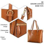 Kattee Genuine Leather Women Tote Bag Soft Handbags Vintage Shoulder Purses Fashion Top Handle Bag Large Capacity (Brown)