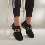 LUCKY STEP Women Air Cushion Fashion Sneakers Breathable Casual Comfortable Lightweight Walking Shoes (Black Chain,7B(M) US)