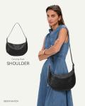 BOSTANTEN Purses for Women Crescent Crossbody Bag Vegan Leather Shoulder Hobo Handbag Adjustable Strap, Large Black