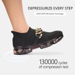 LUCKY STEP Women Air Cushion Fashion Sneakers Breathable Casual Comfortable Lightweight Walking Shoes (Black Chain,7B(M) US)