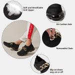 LUCKY STEP Women Air Cushion Fashion Sneakers Breathable Casual Comfortable Lightweight Walking Shoes (Black Chain,7B(M) US)