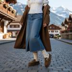 CUSHIONAIRE Origin Genuine Suede Mule Clogs for Women, Cozy Slip-On Moc Toe Loafer with Buckle and Faux Fur Cushioned Footbed, Brown 9