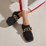 LUCKY STEP Women Air Cushion Fashion Sneakers Breathable Casual Comfortable Lightweight Walking Shoes (Black Chain,7B(M) US)