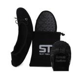 Silky Toes Women’s Foldable Ballet Flats – Portable Roll-Up Slippers for Purse, Travel, or Events – Comfortable Ballerina Shoes (Black, Large)
