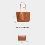 Waiyqju Women's Luxury Handmade Woven Tote Bag, Beach Bag Set, Elegant Age Reducing Travel Commuter Bag Set (6# Grape purple)