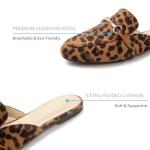 MUSSHOE Mules for Women Flats Comfortable Slip on Women Mules Backless Loafers,Leopard Suede 7