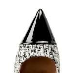 Voaboasy Elegant Closed Toe High Heels Women Pumps Fashion Leather Upper Low Heel Fabric Material Pink Heels 8CM Dress Shoes Black 7.5