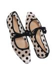 BEAUDRM Women's Polka Dots Mesh Ballet Flats Shoes Bowknot Pointed Toe Flats Closed Toe Comfortable Dress Shoes Black 10.5