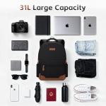 RealCool Laptop Backpack, 31L Travel Backpacks Gift for Women Men, Fits up to 15.6-17 Inch,Water Resistant College Bookbag, for School Business Trip (Black)