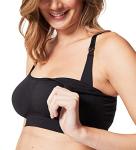 Cake Maternity Cotton Candy Wirefree Nursing Bra for Breastfeeding, Seamless Maternity Sleep Bra, Black, X-Large