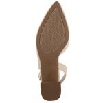 Jones New York Women's Slingback Block Heel Pumps – Pointed Toe Dress Shoes with Gold Buckle – Comfortable Mid Heel for Office, Party, or Evening Wear-Bone Linen Size 6