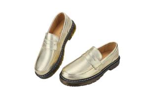 CLAKBLRG Women's Leather Loafers Lightweight Breathable Slip On Shoes Flexible Comfort Driving Moccasins Gold,7.5 US