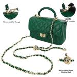 M-ioi-M Small Quilted Flap Crossbody Bag for Women,Soft Lambskin Leather Mini Shoulder Purse with Gold Chain Strap,Classic Luxury Designer Top Handle Lady Evening Handbag(Angel Green,Detachable Strap)