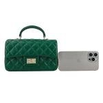 M-ioi-M Small Quilted Flap Crossbody Bag for Women,Soft Lambskin Leather Mini Shoulder Purse with Gold Chain Strap,Classic Luxury Designer Top Handle Lady Evening Handbag(Angel Green,Detachable Strap)