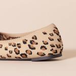 Brown Leopard Print Knit Ballet Flats for Women