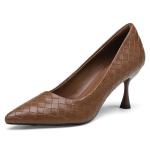NEWBELLA Women's Brown Woven Stiletto Pumps