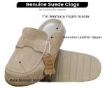 Genuine Leather Suede Mules with Memory Foam