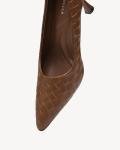 NEWBELLA Women's Brown Woven Stiletto Pumps