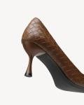 NEWBELLA Women's Brown Woven Stiletto Pumps