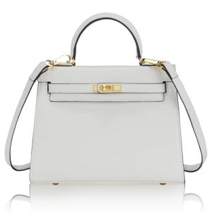 KOPNUR White Leather Crossbody and Tote Bag