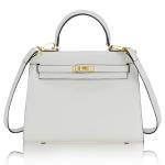 KOPNUR White Leather Crossbody and Tote Bag